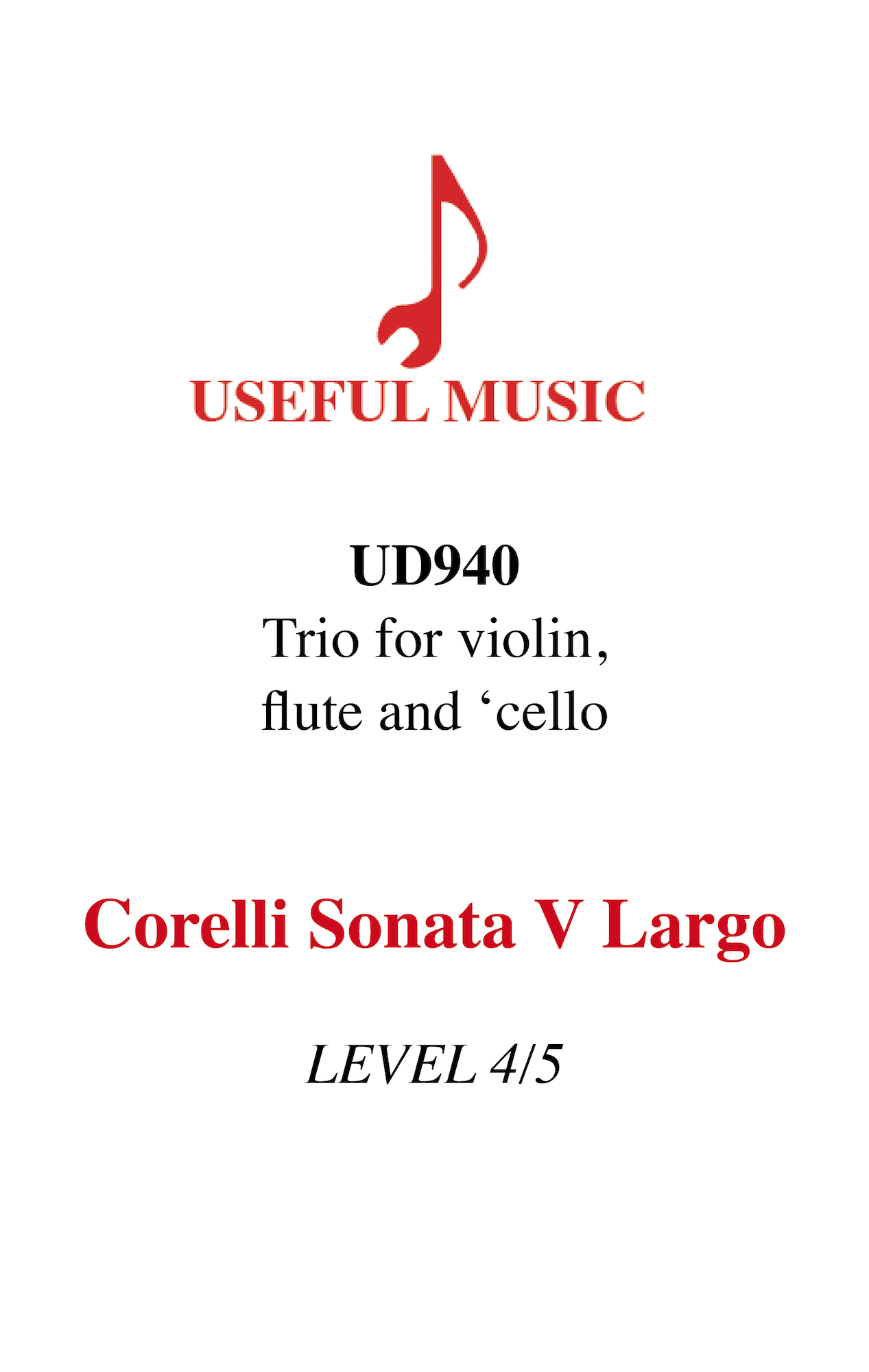 Corelli Largo for violin, flute or oboe, bassoon