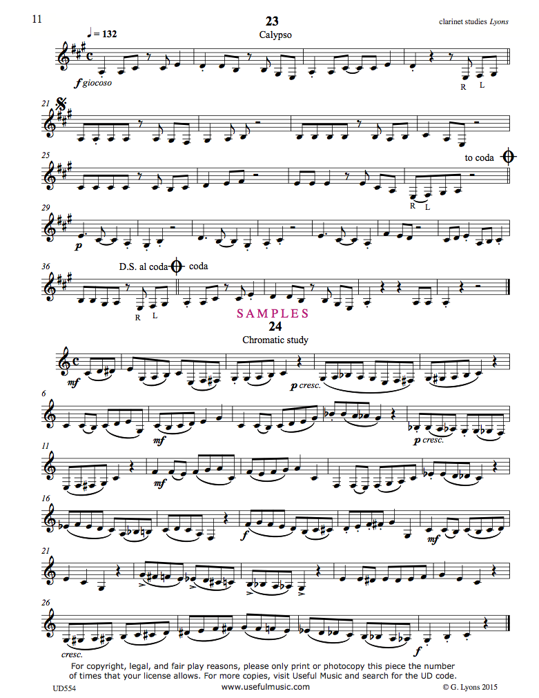 Clarinet Studies 23 to 31